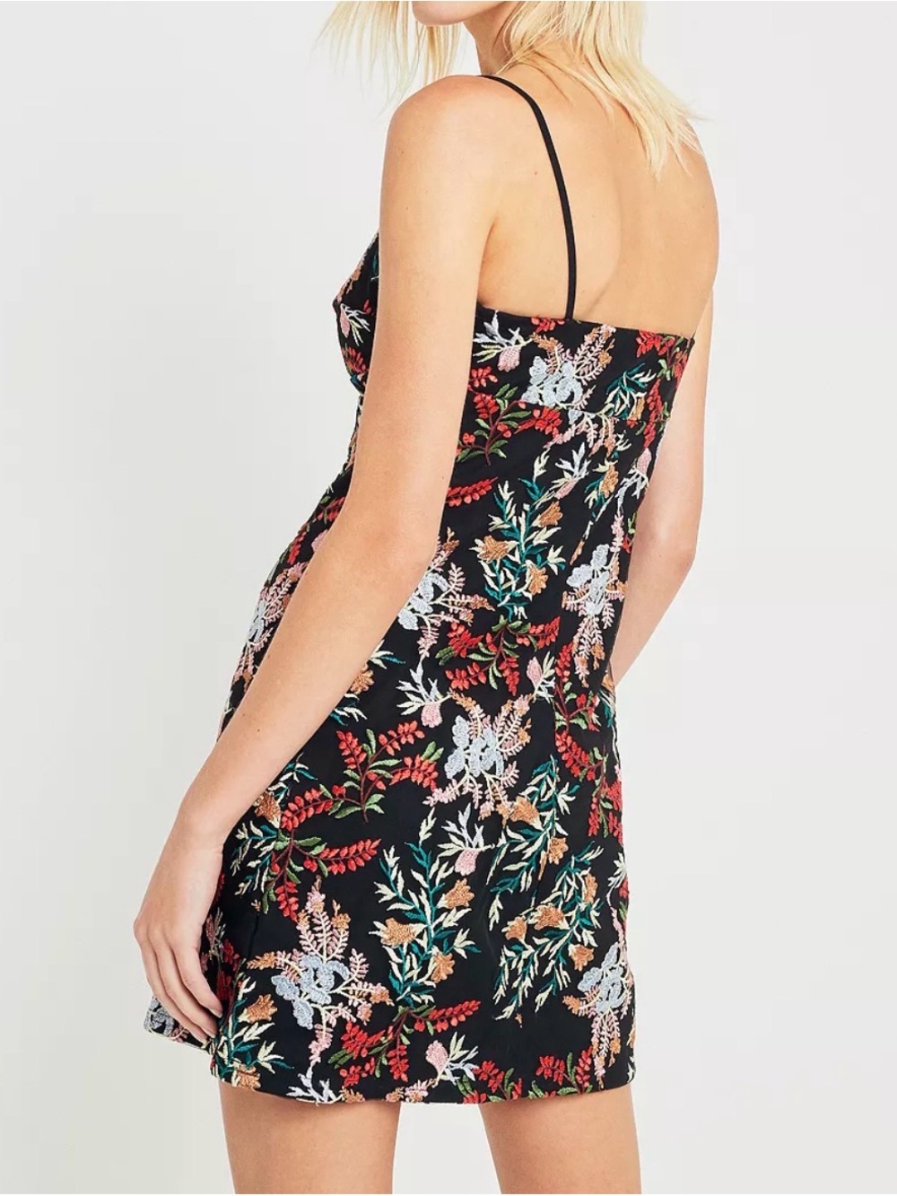 Urban Outfitters Black Floral Embroidered Mini Dress - Picture 2 of 8